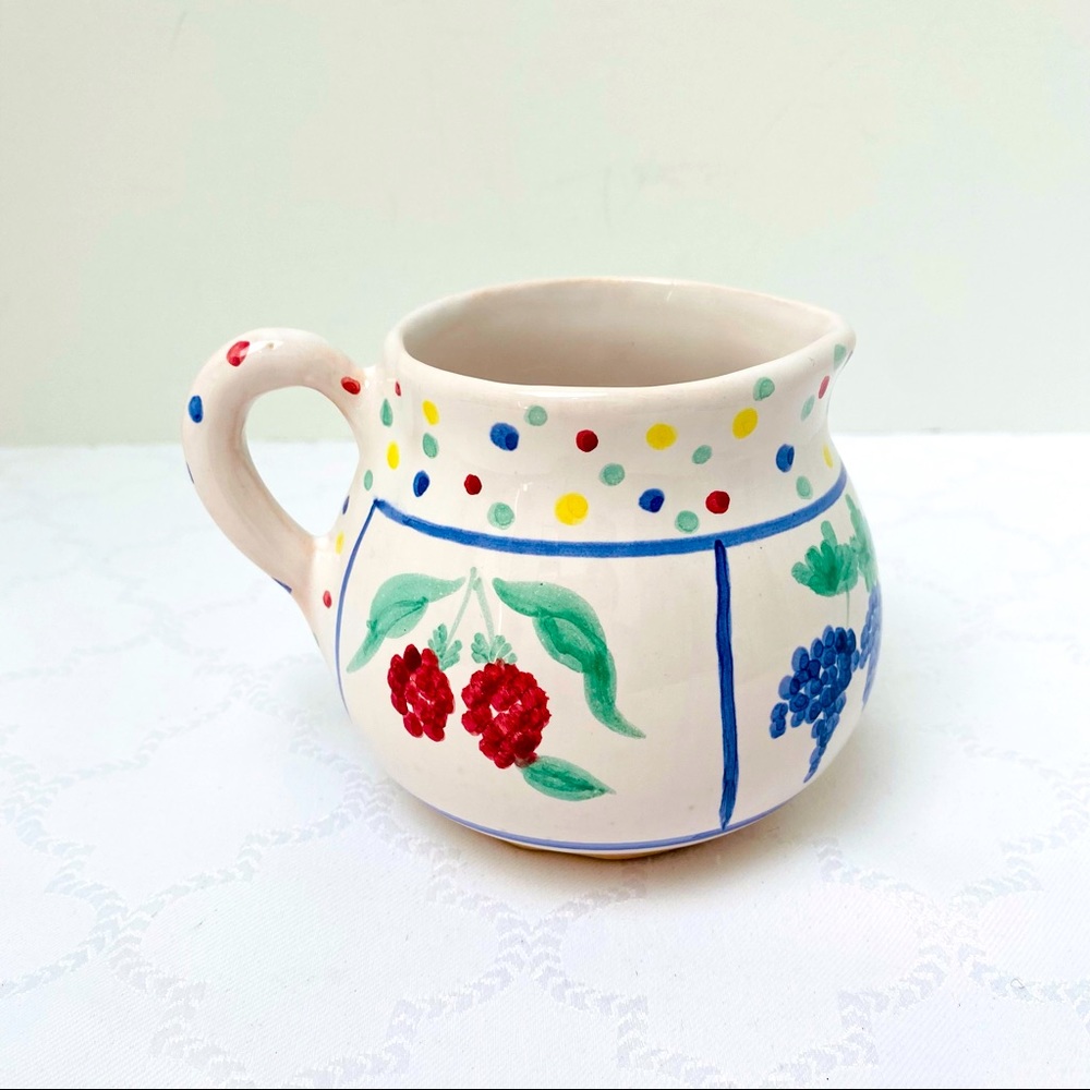 Mesa International Creamer Pitcher  4” Ceramic Fruit Motif  Hand Painted